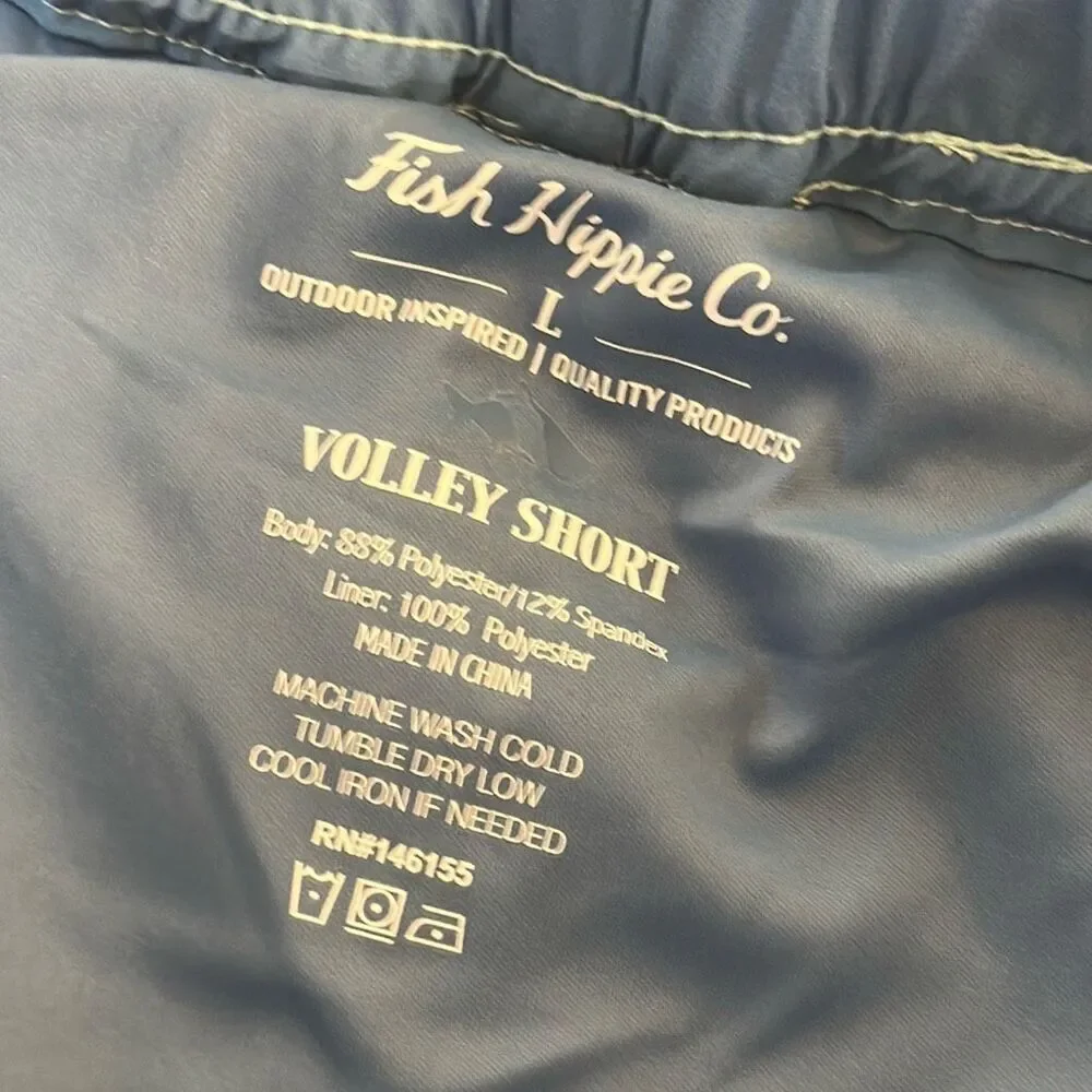 Fish Hippie Mens Volley Swim Trunks‎ 8” Sailor Swimwear Board Shorts size L NEW